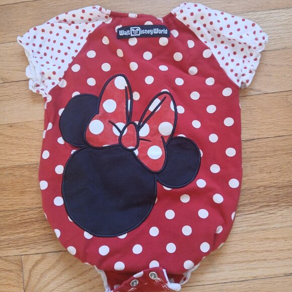 Red and White Polka Dot Minnie Mouse Onesie - 12 months - Picture 2 of 5